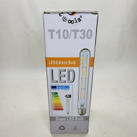 4-Pack T10/T30 Glass LED Edison Bulbs 9" Clear Dimmable 3000k - E26/E27 Base 8W - Picture 1 of 4